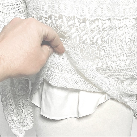 ANTHROPOLOGIE Parker Women’s Jordana Cold Shoulder Ivory Lace Blouse size small - Picture 6 of 7